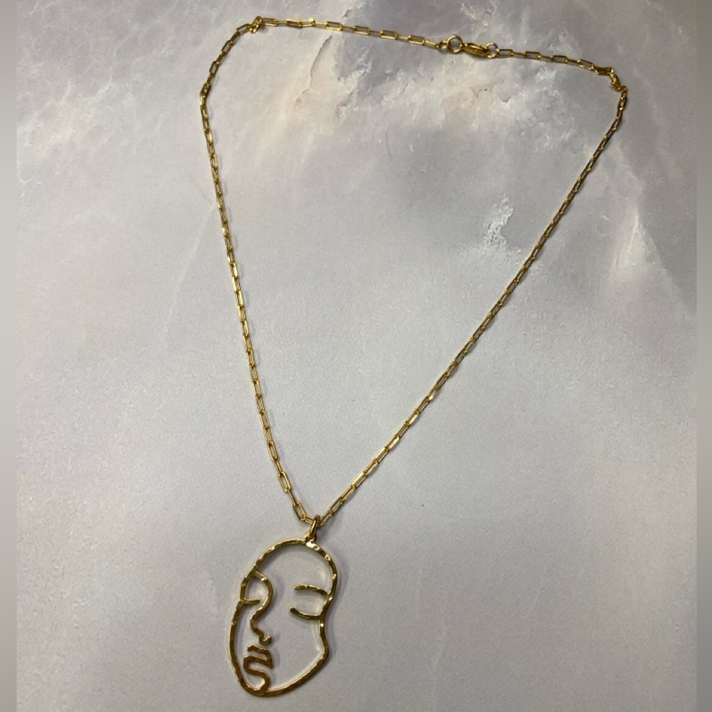 Gold Filled Face Pendant Necklace